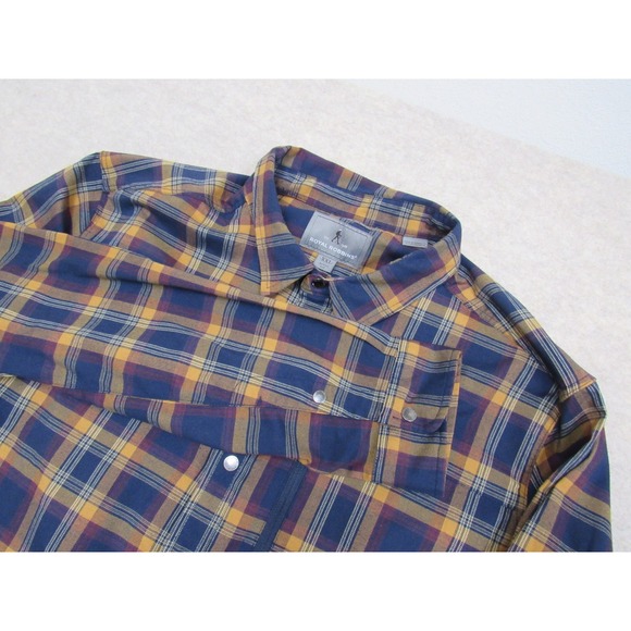 Royal Robbins Other - Royal Robbins Mens XXL Active Fit Plaid Snap Front Hiking Shirt Blue Yellow